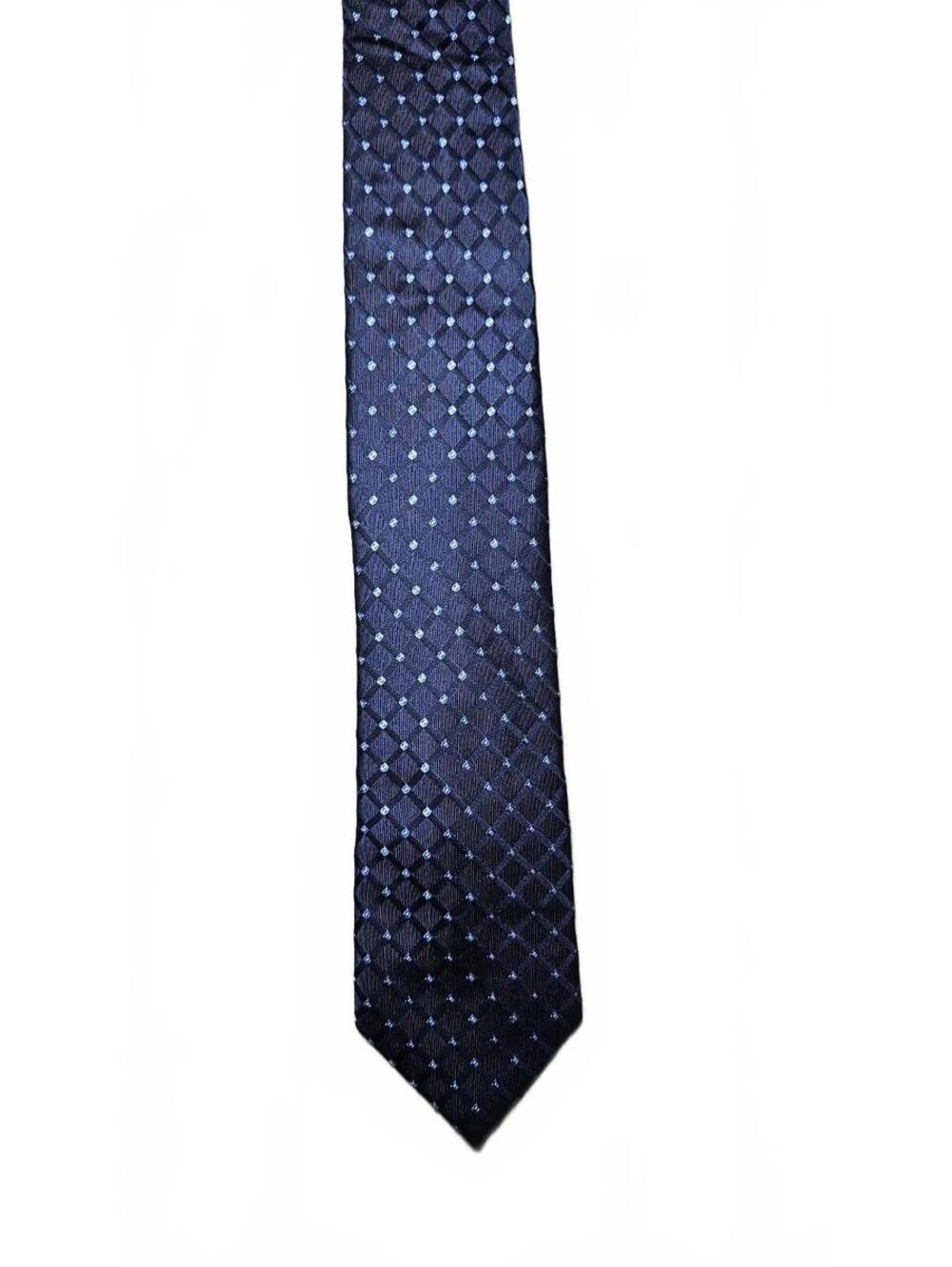 Club Room 100% Silk Tie Navy Blue Geometric Men's Necktie